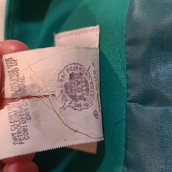 LIKE NEW VTG 80s Leslie Fay Satin Teal/White Puff Shoulder Large Bow Blazer - Picture 5 of 15